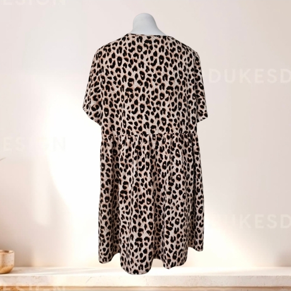 Leopard Print V-Neck Dress 4XL - Picture 2 of 5